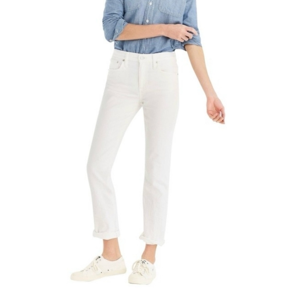 J.Crew Slim Broken-In Boyfriend White Jeans 31 Tall (31T)